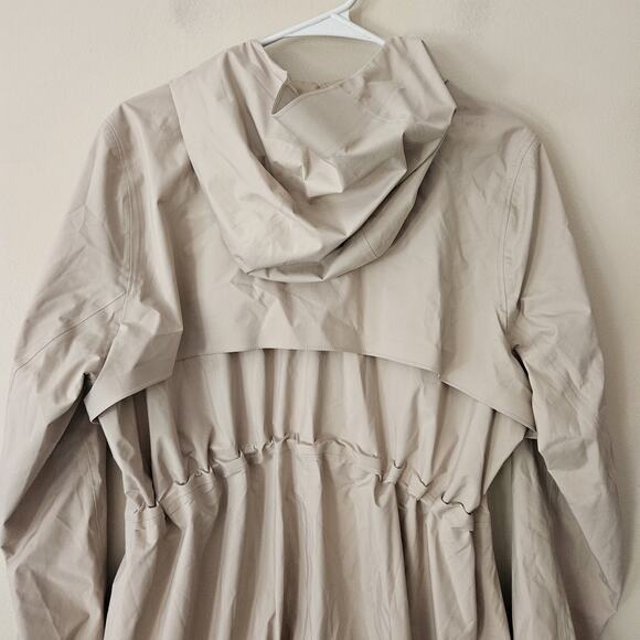 Lululemon Women's Rain Jacket Size 12 Full Zip Hooded Trench Coat Beige Tan - Picture 7 of 7